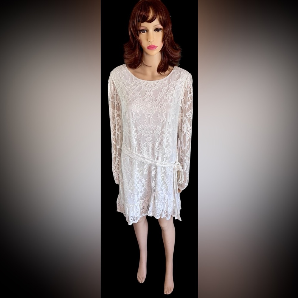 CITY VIBE Ivory Color Lace Long Sleeve Dress New with Tags